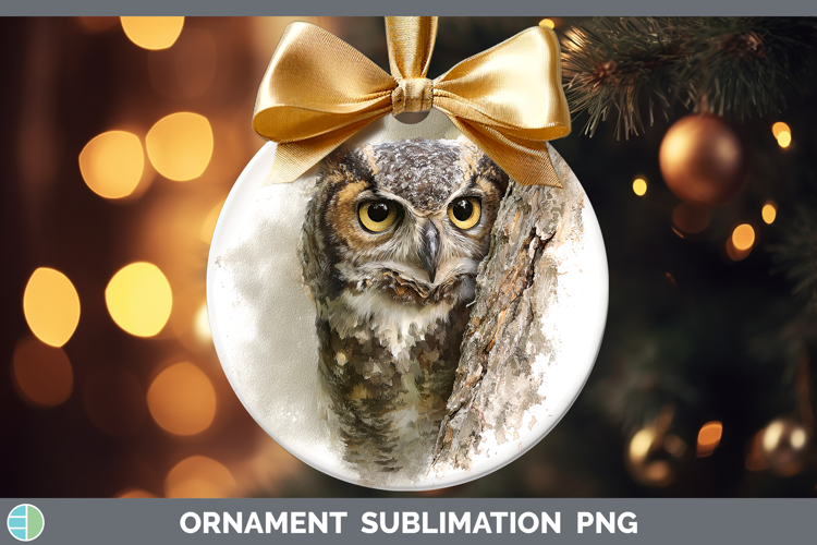 Owl Birds Tree Peek Ornament Sublimation Design