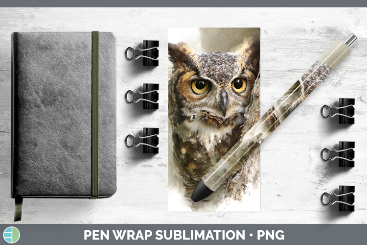 Owl Birds Tree Peek Pen Wrap Sublimation Design