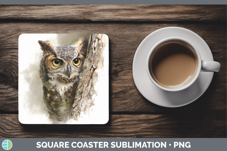 GorgeousBirds Tree Peek Square Coaster design.