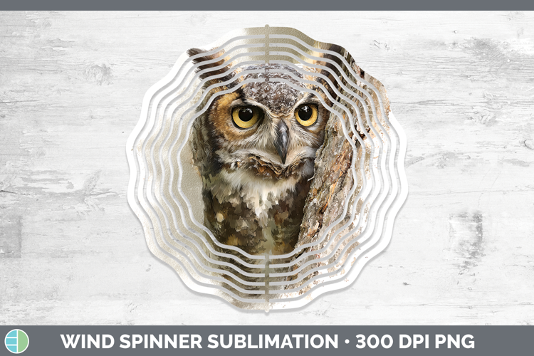 Owl Birds Tree Peek Wind Spinner Sublimation Design