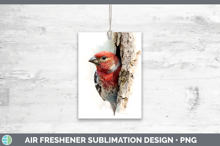Pine Grosbeak Birds Tree Peek Air Freshener Sublimation Desi