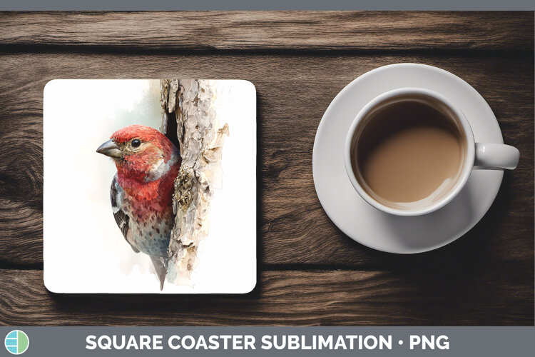GorgeousBirds Tree Peek Square Coaster design.