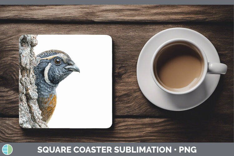 GorgeousBirds Tree Peek Square Coaster design.