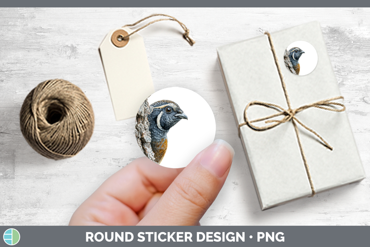 Quail Birds Tree Peek Stickers Design