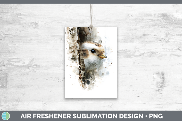 Snow Bunting Birds Tree Peek Air Freshener Sublimation Desig