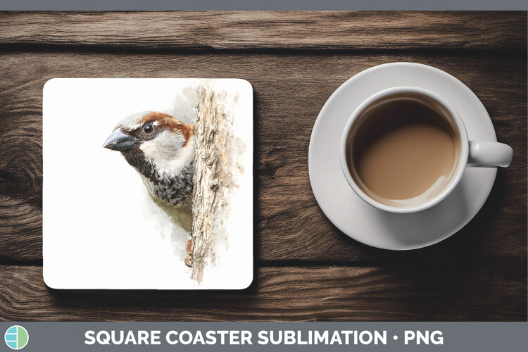 GorgeousBirds Tree Peek Square Coaster design.
