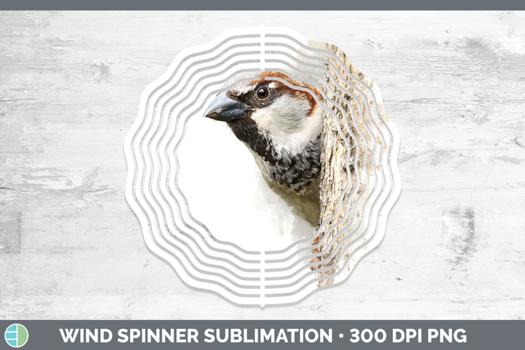 Sparrow Birds Tree Peek Wind Spinner Sublimation Design