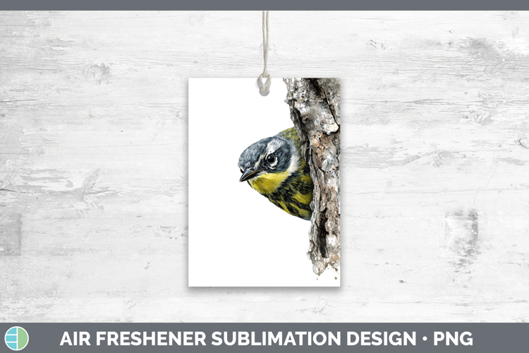 Warbler Birds Tree Peek Air Freshener Sublimation Design