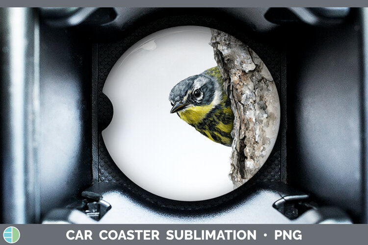 GorgeousBirds Tree Peek Car Coaster design.