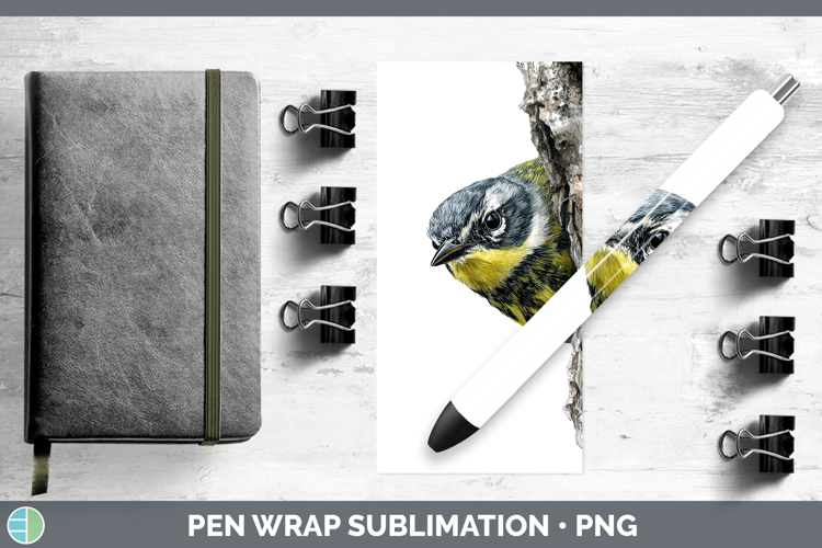 Warbler Birds Tree Peek Pen Wrap Sublimation Design