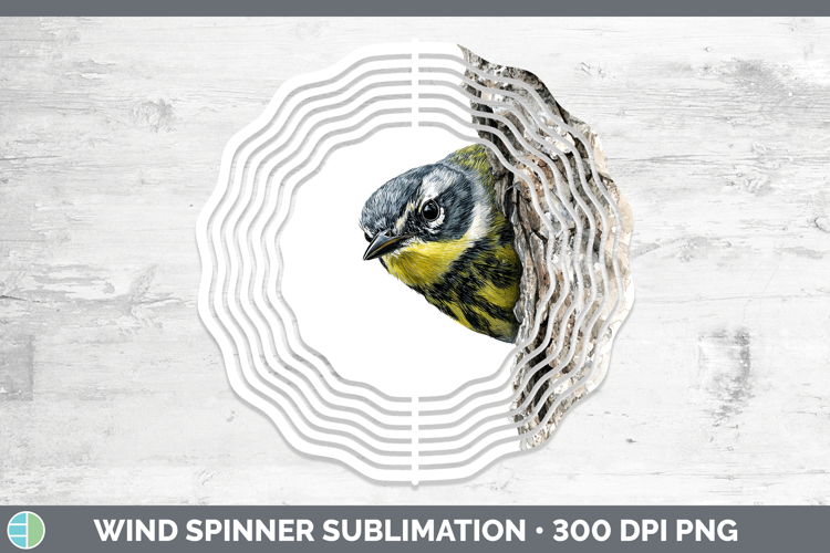 Warbler Birds Tree Peek Wind Spinner Sublimation Design