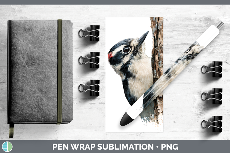 Woodpecker Birds Tree Peek Pen Wrap Sublimation Design