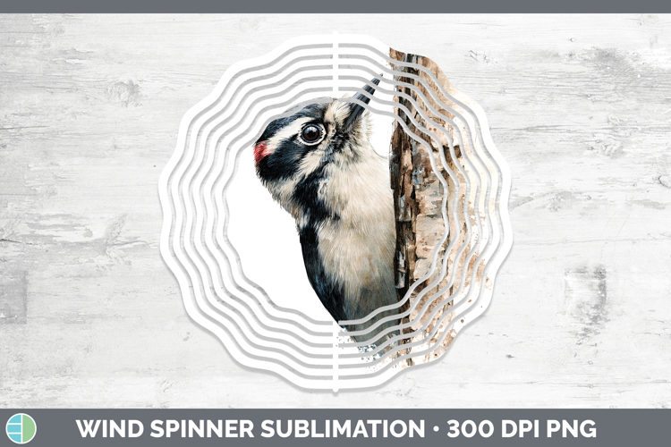 Woodpecker Birds Tree Peek Wind Spinner Sublimation Design