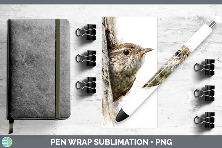 Wren Birds Tree Peek Pen Wrap Sublimation Design