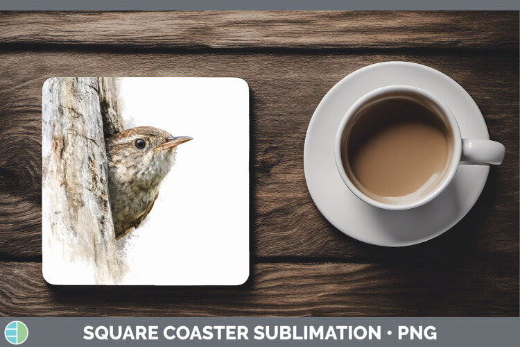 GorgeousBirds Tree Peek Square Coaster design.