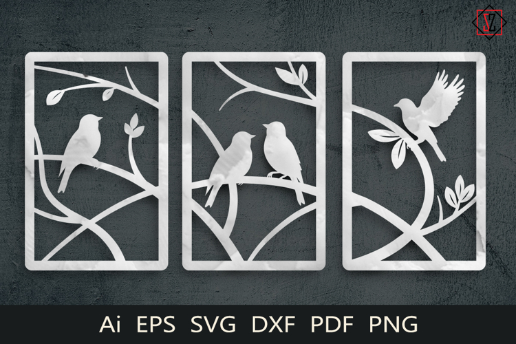Birds. Triptych/ SVG