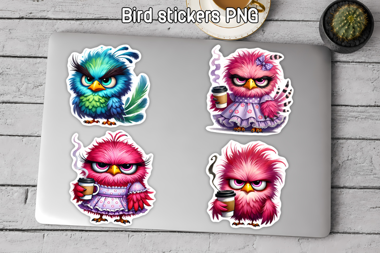 Funny Bird Stickers Printable PNG | Cute Animal Sticker