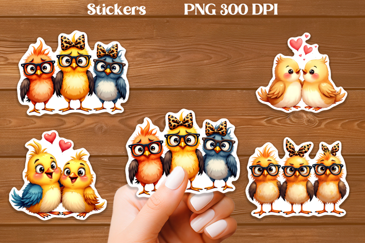 Funny bird stickers PNG | Printable animal planner stickers