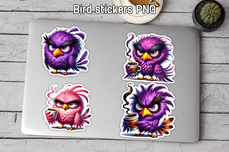 Funny Bird Stickers PNG Design |Humor Animal Sticker PNG