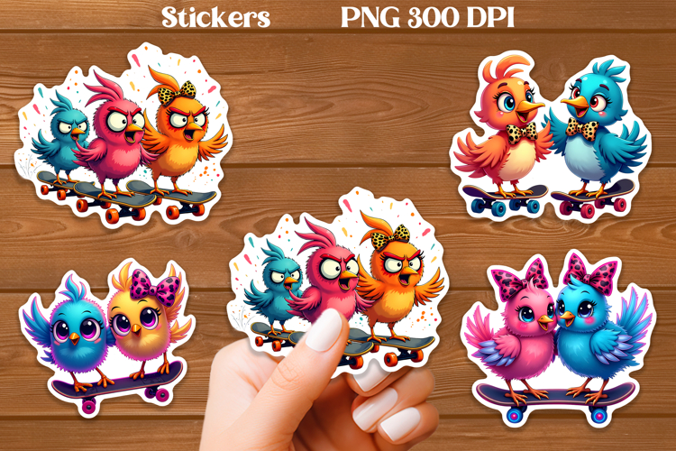 Funny bird stickers PNG | Printable animal planner stickers
