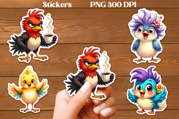Funny bird stickers PNG | Printable animal planner stickers