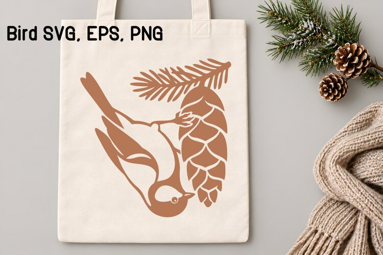 Winter Bird Pine Cone SVG example image 1