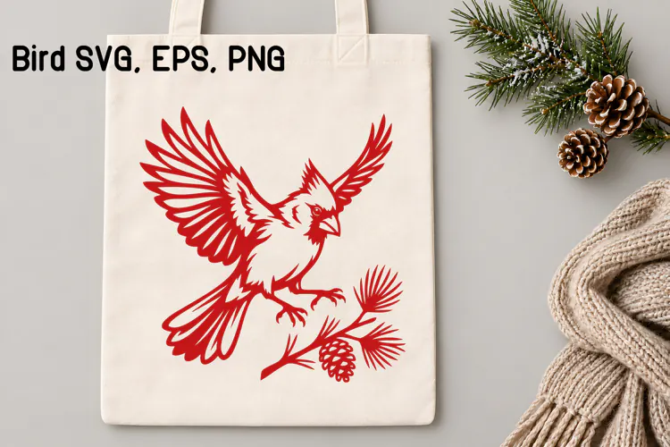 Cardinal Pine Cone Bird SVG