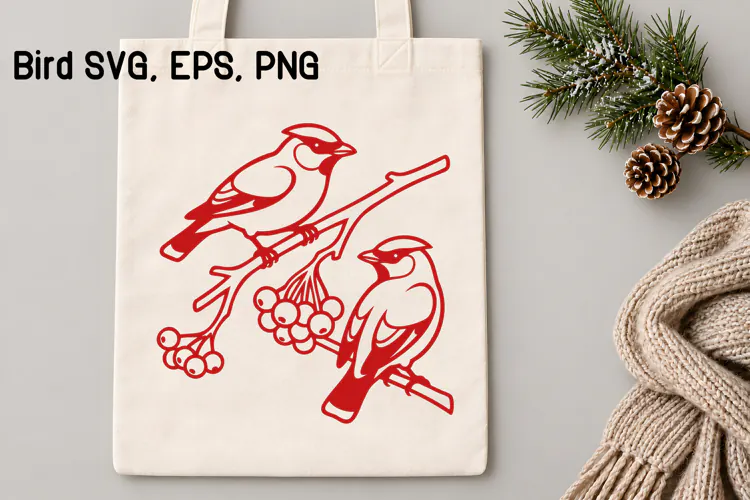 Winter Birds Rowan Berry SVG