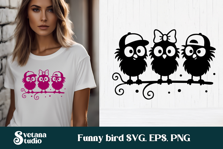 Funny bird SVG design | Bird SVG | Bird silhouette SVG