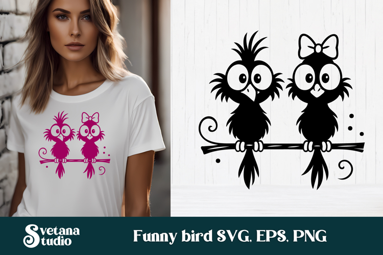 Funny bird SVG design | Bird SVG | Bird silhouette SVG