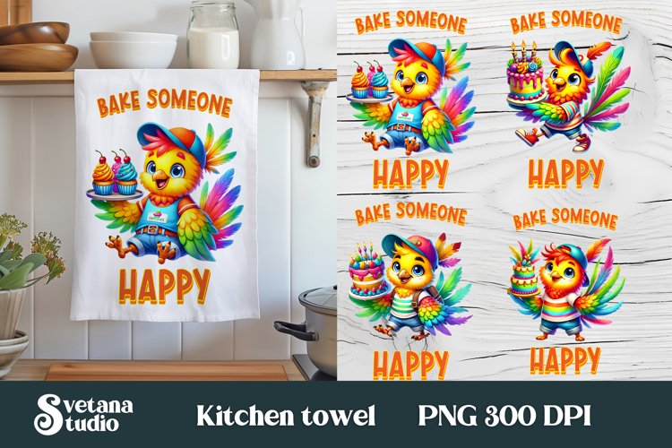 Funny bird kitchen towel | Kitchen towel quotes sublimation example image 1