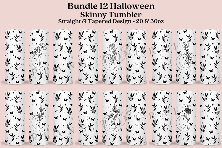 Bundle 12 Birth Flower Skinny Tumbler Sublimation Wrap SVG
