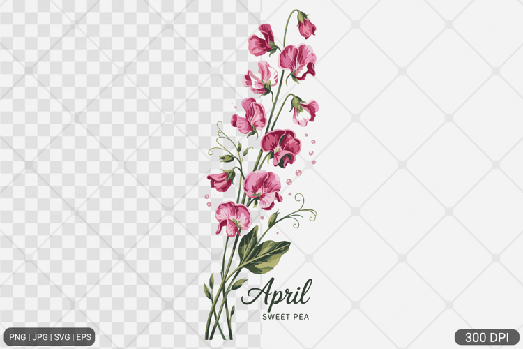 Birth Month Flower Watercolor Art Design