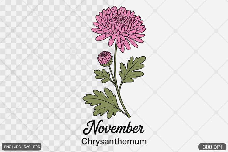 Birth Month Flower Watercolor Art Design