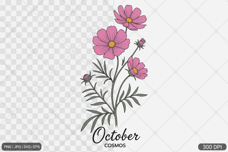 Birth Month Flower Watercolor Art Design