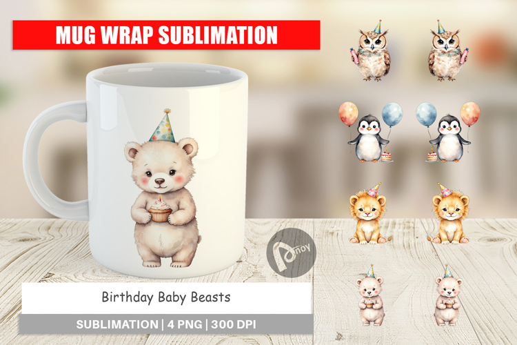 Mug Wrap Birthday Baby Beasts