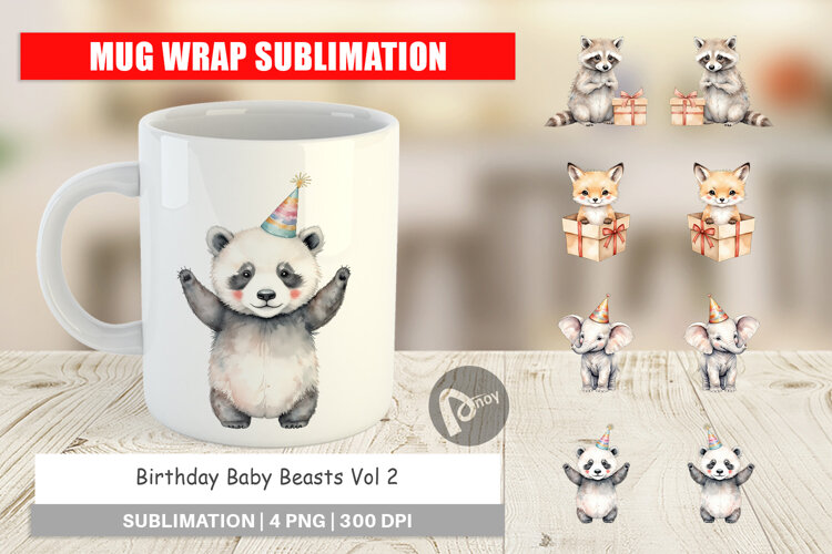Mug Wrap Birthday Baby Beasts example image 1