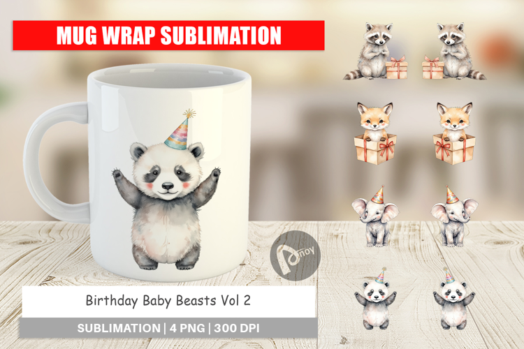 Mug Wrap Birthday Baby Beasts