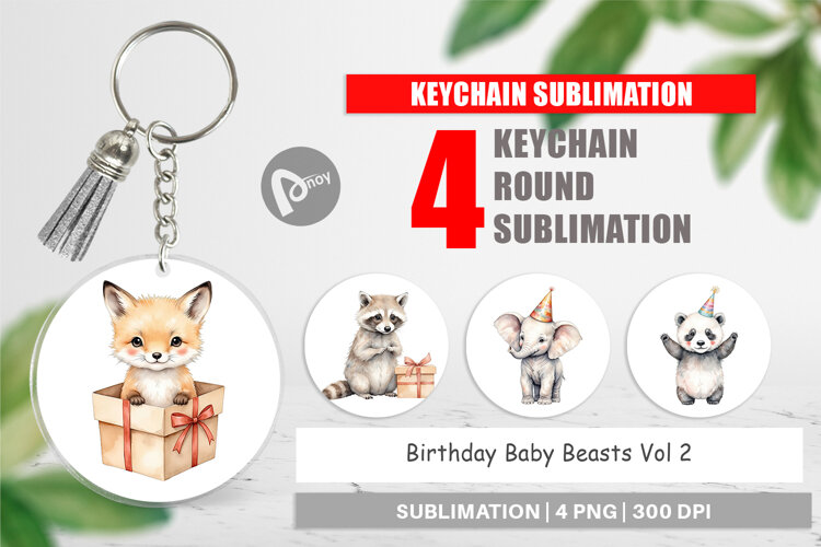 Keychain Birthday Baby Beasts example image 1