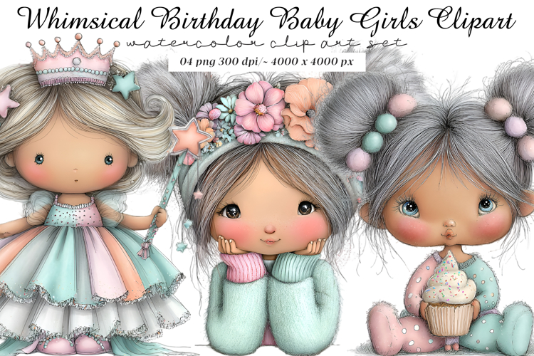 Birthday baby girls clipart