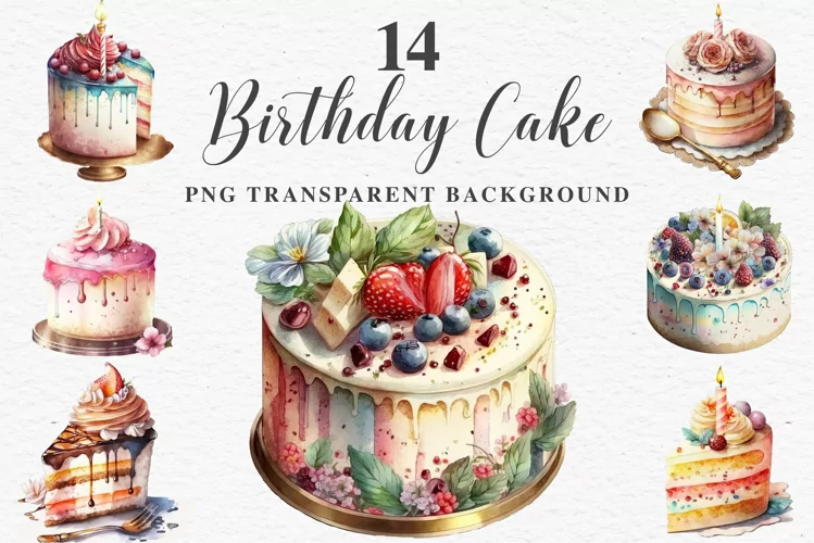 Birthday Cake Bakery Clipart Food Sweets Desert PNG Files