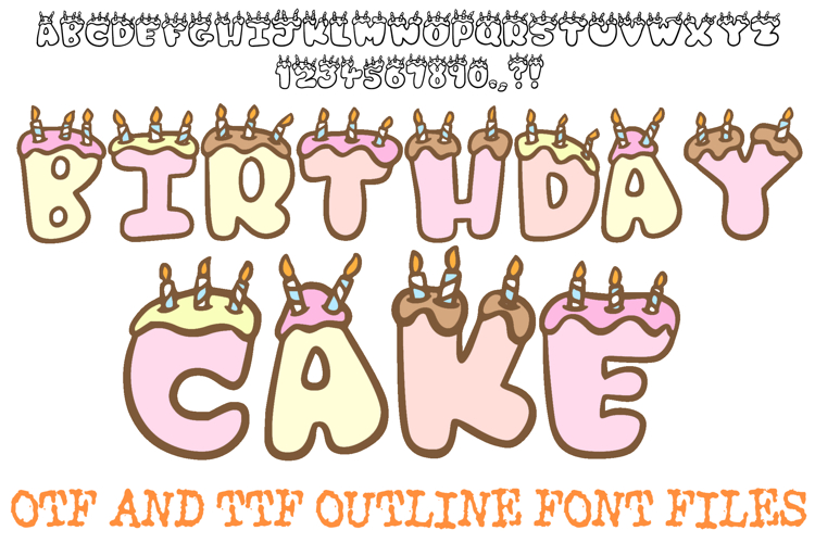 Birthday Cake Font Bubble Doodle Lettering Cartoon ABC OTF