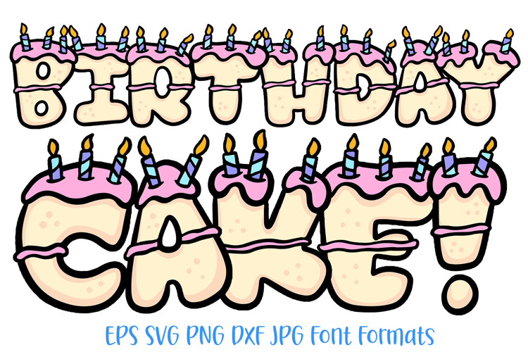 Birthday Cake Font Bubble Doodle Lettering Cartoon ABC PNG