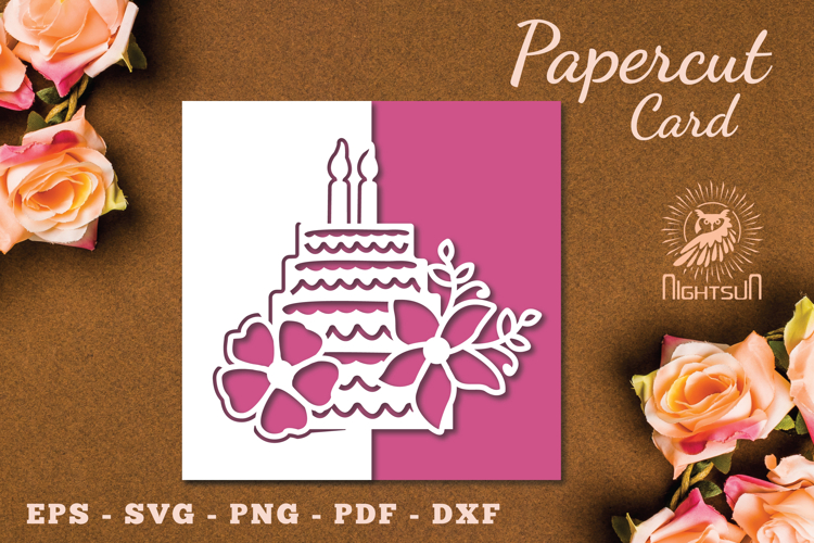 Birthday Cake Papercut Card SVG