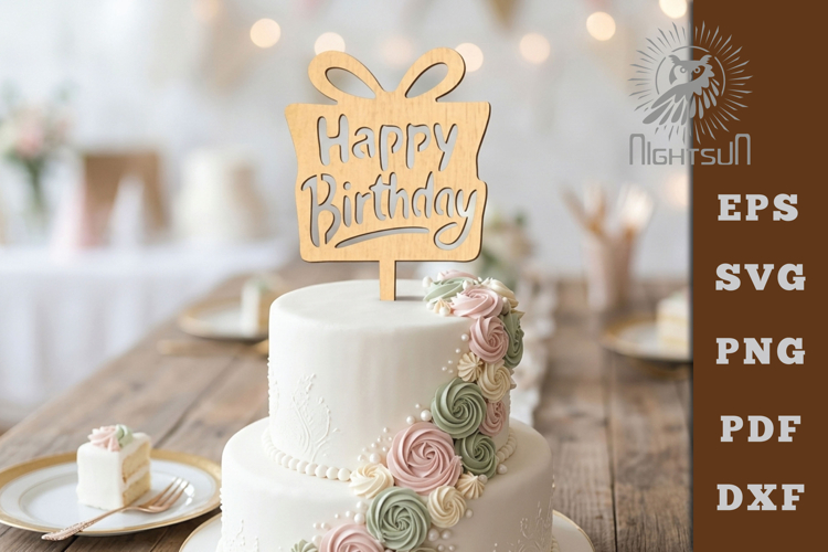 Birthday Cake Topper Lasercut SVG