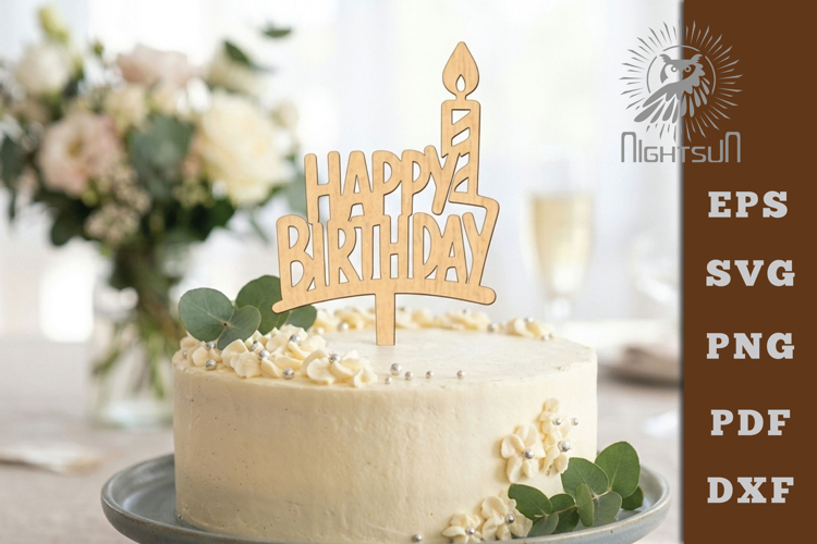 Birthday Cake Topper Lasercut SVG