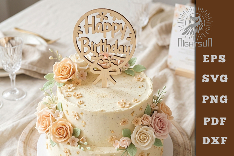 Birthday Cake Topper Lasercut SVG