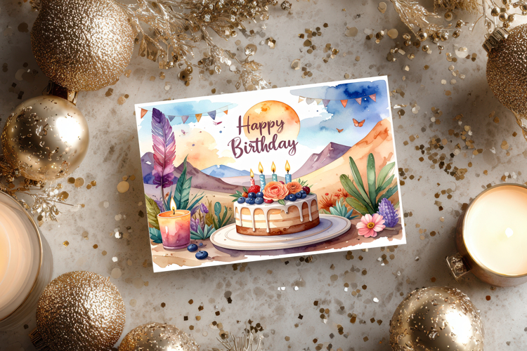Watercolor Birthday Card Clipart
