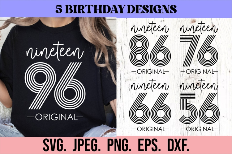 Vintage Birthday SVG PNG 1966 1976 1986 1996 Retro Bundle 30