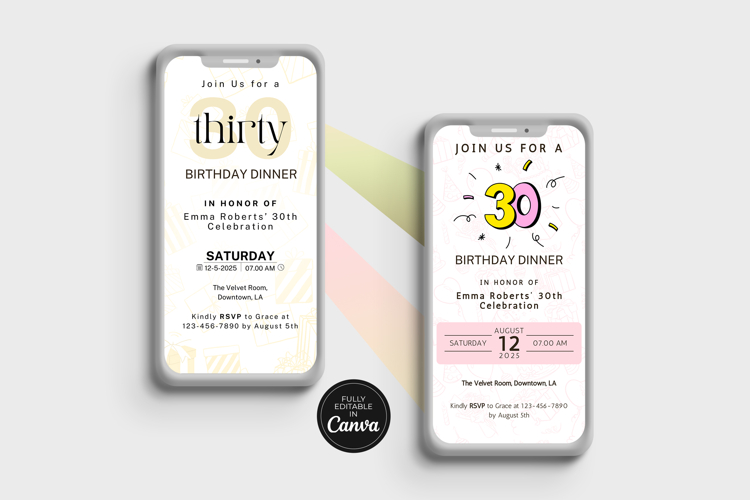 Birthday Dinner Electronic Invitation Canva Template
